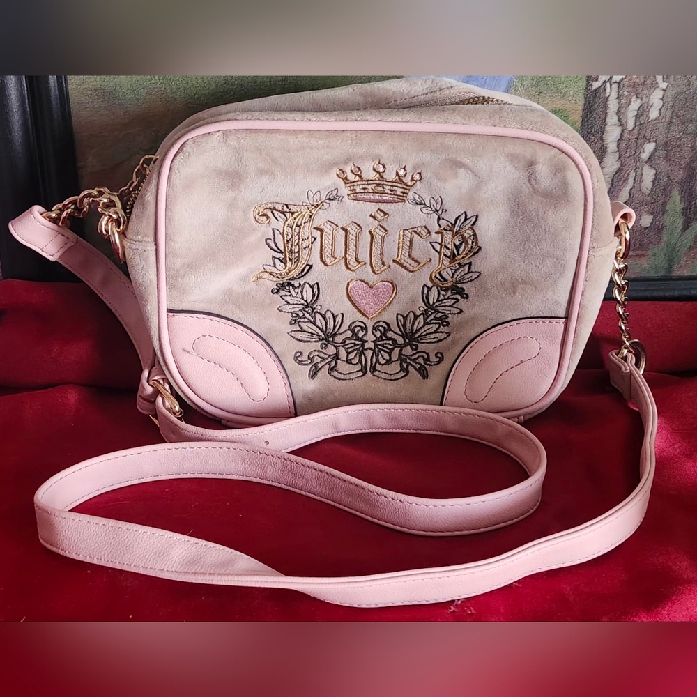 Juicy Couture Light Pink Embroidered Crossbody Bag